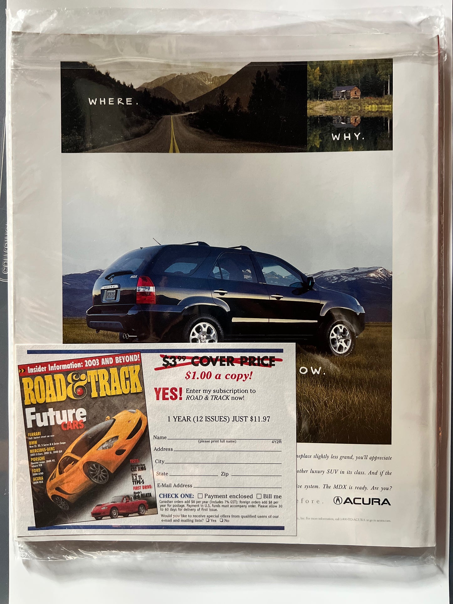 Road&Track September 2001 "Future Cars" Honda Concept
