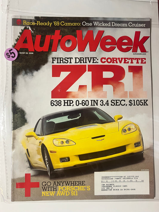 AutoWeek Chevy Corvette ZR1 August 25, 2008