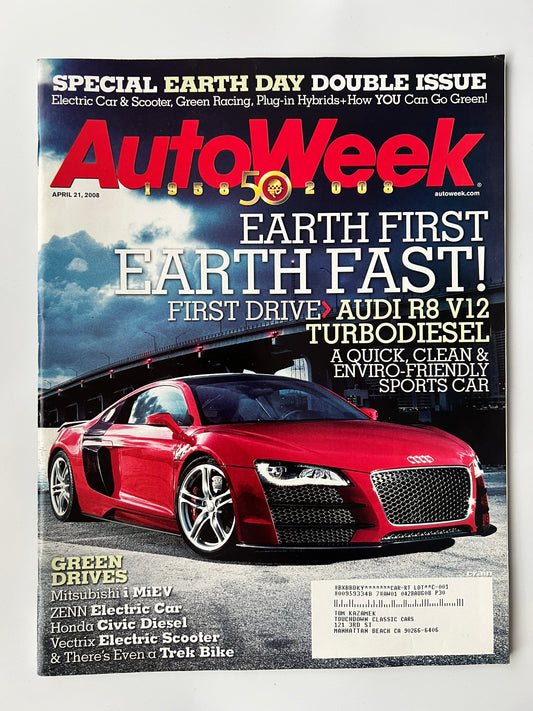 AutoWeek April 21 2008 "Earth First, Earth Fast" Audi R8