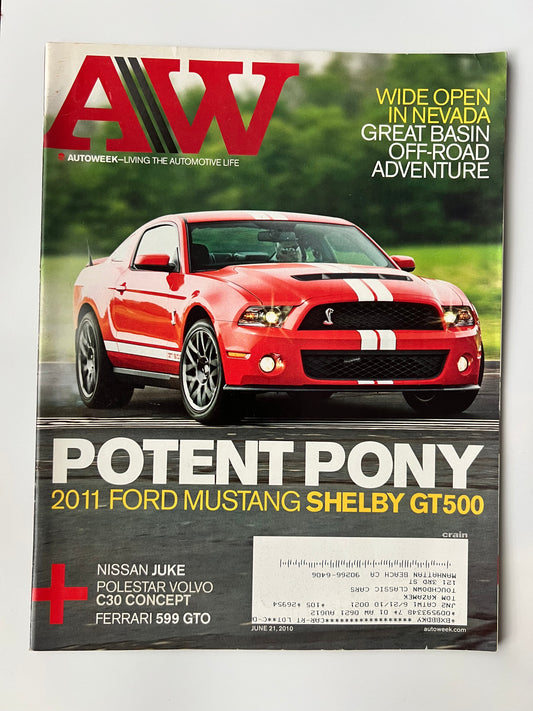 AutoWeek June 21 2010 "Potent Pony" Shelby GT500