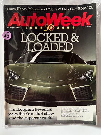 AutoWeek September 17 2007 "Locked & Loaded" Lamborghini Reventon