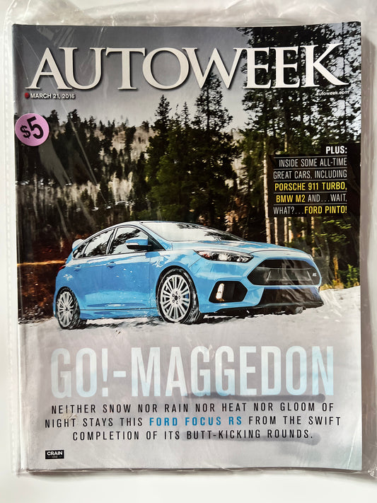 AutoWeek March 21 2016 "GO!-MAGGEDON" Ford Focus RS
