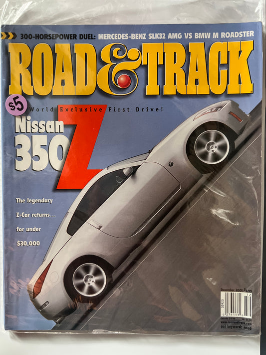 Road&Track December 2001 "The Legendary Z Returns" Nissan 350Z