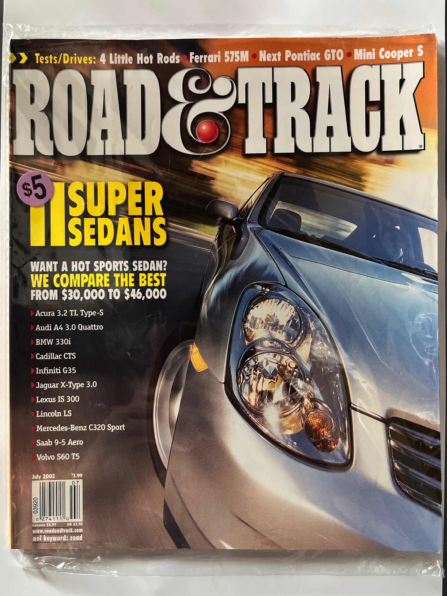 Road&Track July 2002 "Super Sedans" Infiniti G35