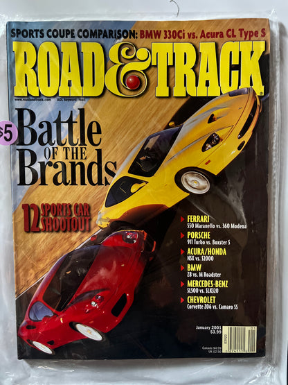 Road&Track January 2001 "Battle of the Brands" Ferrari 360 Modena/Maranello