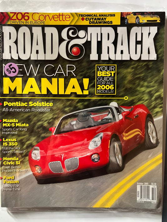Road&Track October 2005 "New Car Mania " Pontiac Solstice