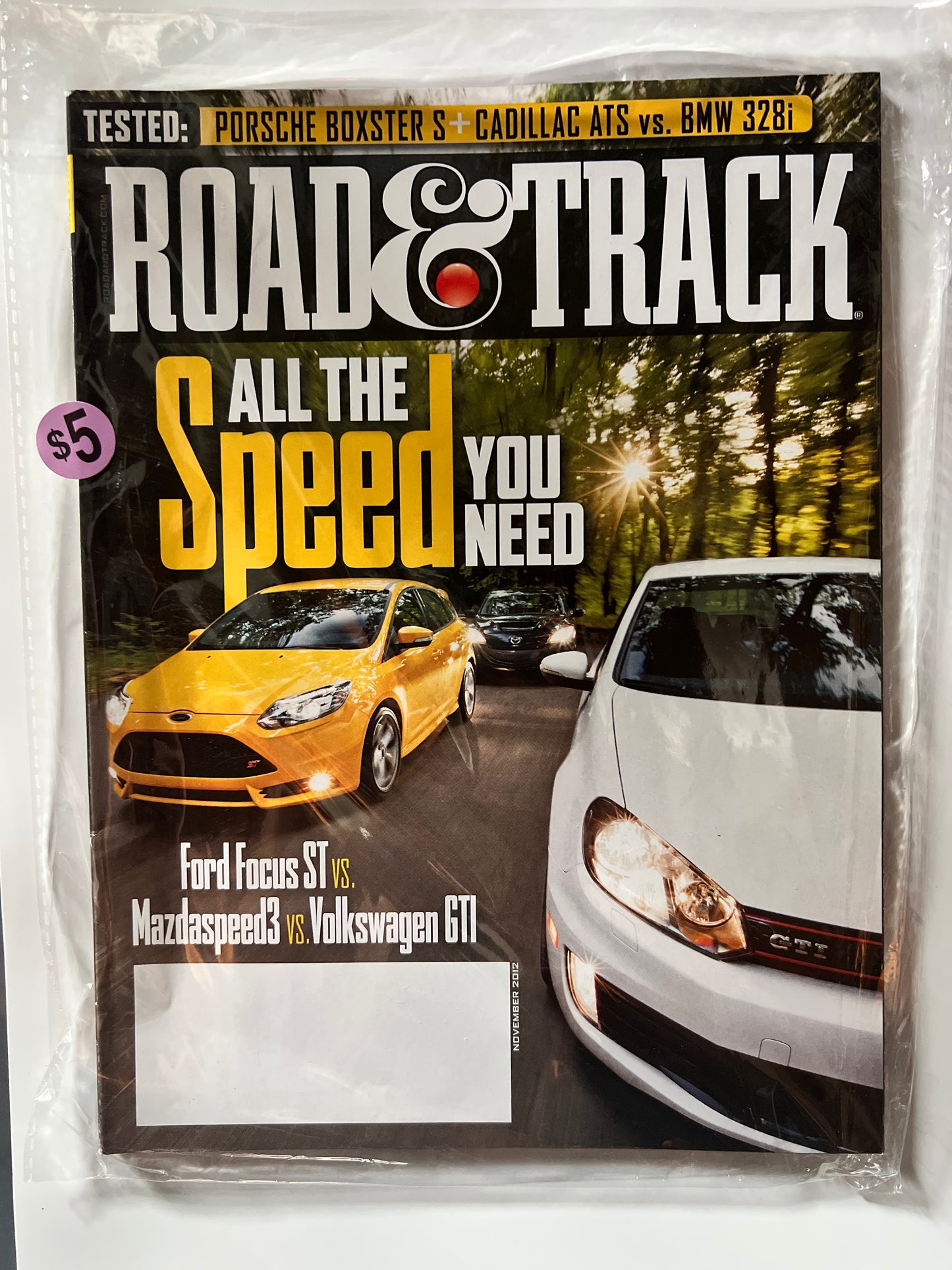 Road&Track November 2012 "All the Speed You Need" Ford Focus ST/ Volkswagen Golf GTI