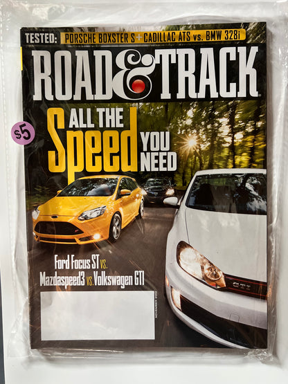 Road&Track November 2012 "All the Speed You Need" Ford Focus ST/ Volkswagen Golf GTI