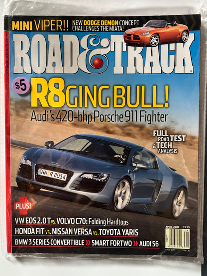 Road&Track April 2007 "R8ging Bull " Audi R8
