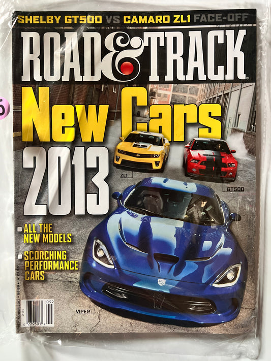 Road&Track September 2012 "New Cars 2013 " Viper/Camaro/GT500