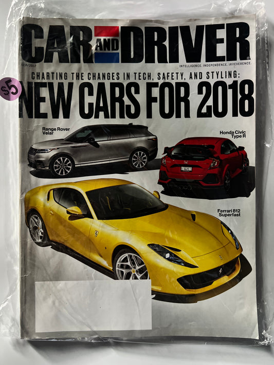 Car and Driver Septmeber 2017 "New Cars for 2018"